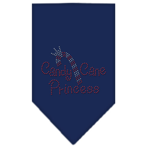 Candy Cane Princess Rhinestone Bandana Navy Blue Small
